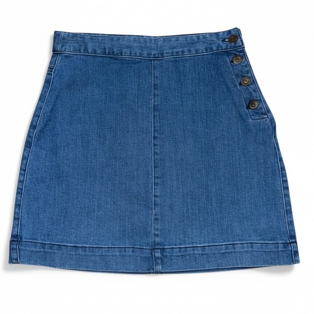 Harper Heritage Womens Denim A Line Skirt Size S Button Front Medium‎ Wash